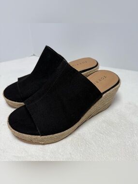 torrid Black Open-Toe Espadrille Wedge Slides